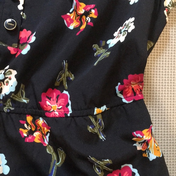 Tucker x Target Floral Babydoll Dress Black Button Mini Y2K 90s Style Red Blue - Picture 4 of 8